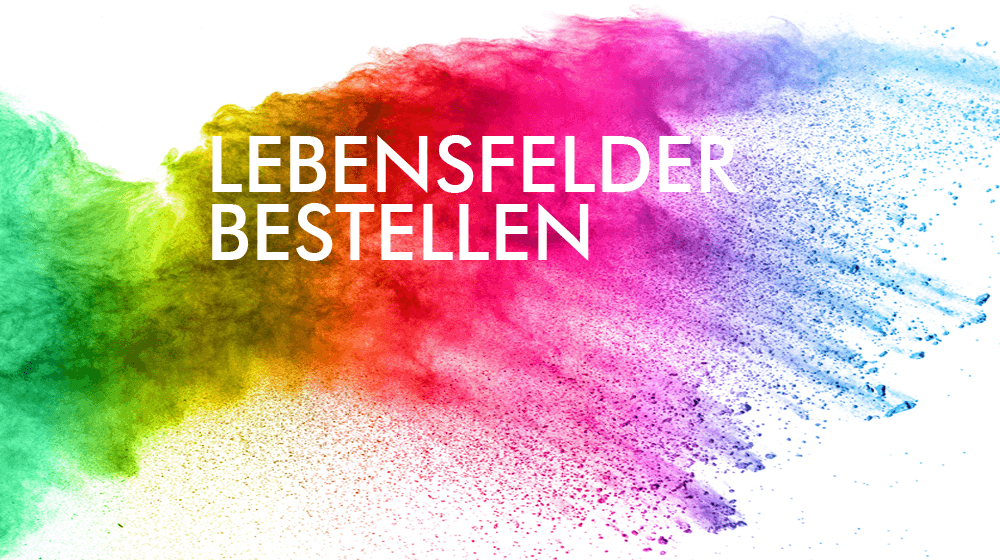 Eine Grafik in unterschiedlichen Farben mit dem Motto der Pommerschen Diakonie: Lebensfelder bestellen