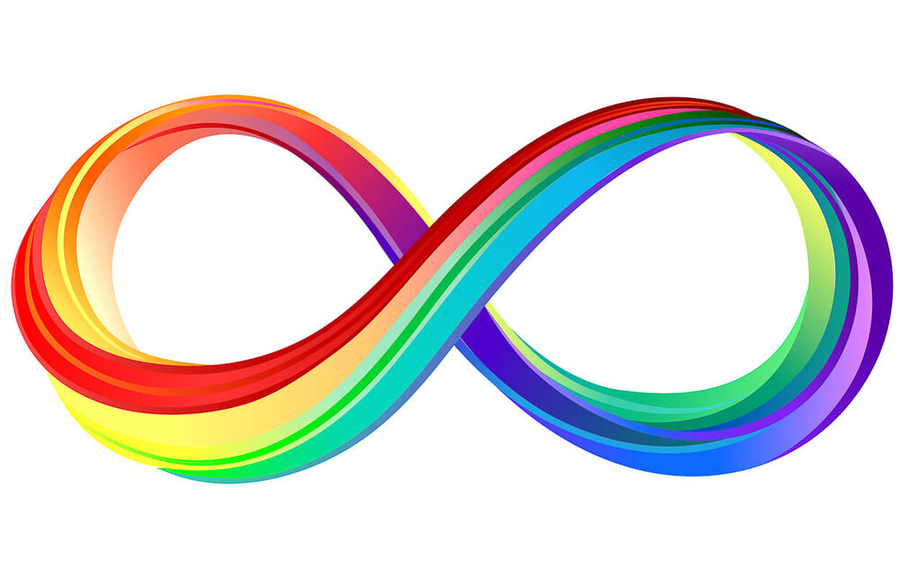 Das Zeichen der Unendlichkeit in Regenbogenfarben als Symbol für die Offenheit des Beratungsdienstes